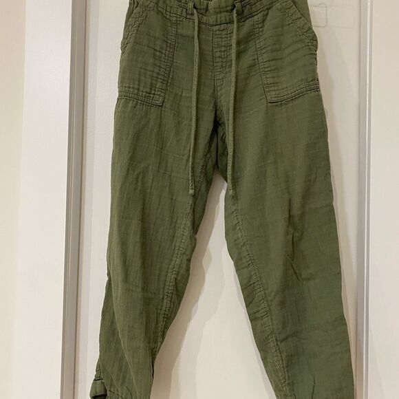 OLD NAVY army green cropped utility pants drawstring waist S - Picture 4 of 7
